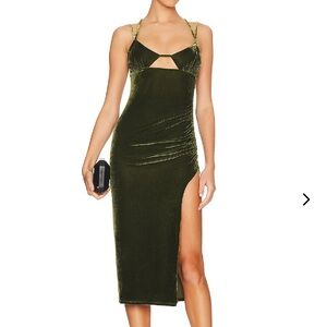 Lovers + Friends Green Ruched Slip Dress